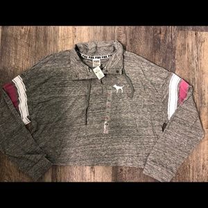 NWT PINK Grey Cropped Sweatshirt